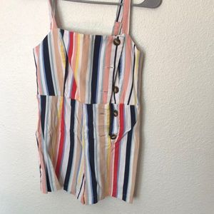 Colorful stripped romper button on side